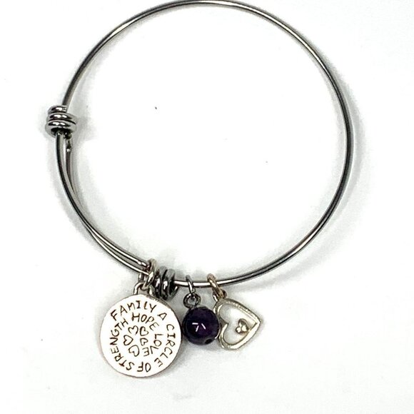 Family Tree Charm Bracelet Silver Finish - Expands 2"- 3.5" - Picture 2 of 2